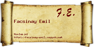 Facsinay Emil névjegykártya